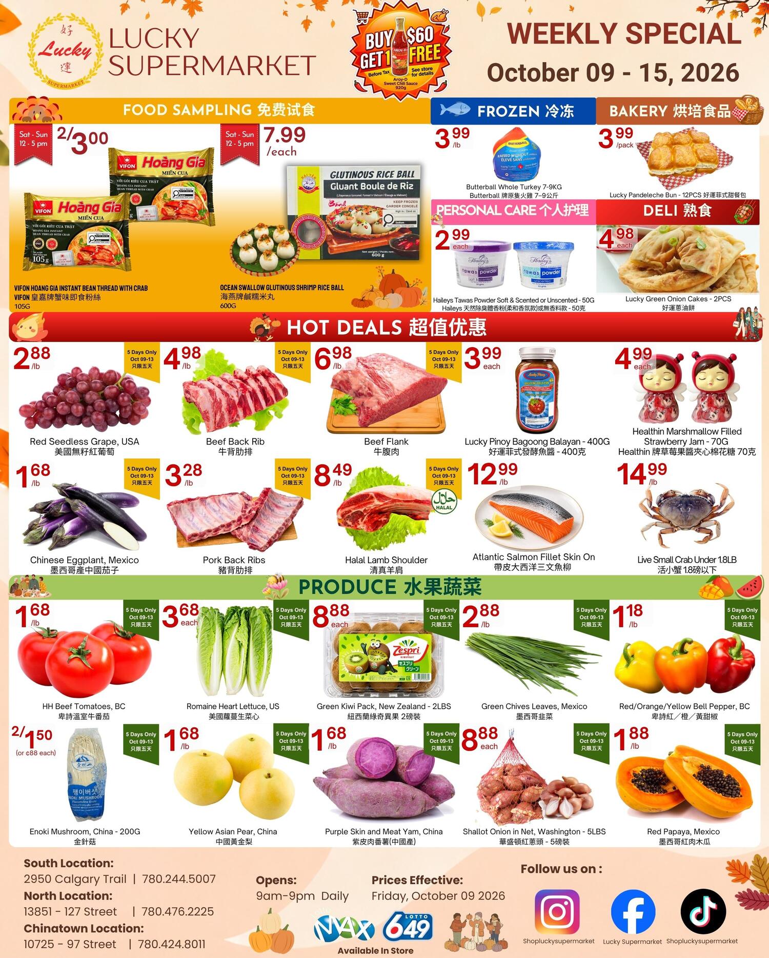 Lucky Supermarket - Edmonton - Weekly Flyer Specials - Valid from October 9 to 15, 2026 - Page 1
