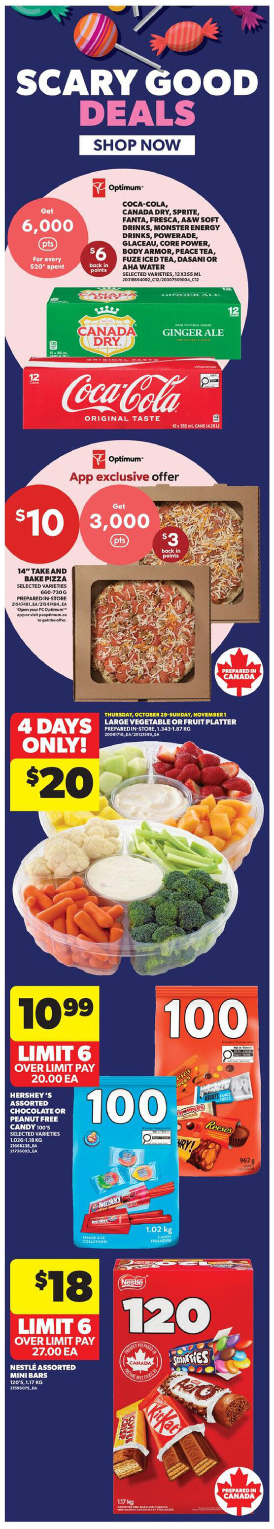 Real Canadian Superstore Black Friday flyer specials, valid for 4 days only from Thursday, October 29 to Sunday, November 1, 2026. Save up to 40% off on Life At Home dinnerware, drinkware, and other home accessories. LEGO Speed Champions sets are on sale with members paying $24.50 to $84.00 and non-members paying $35.00 to $120.00, offering members savings up to 30%. Native haircare, skin care, deodorant, or body wash is on sale with savings up to 30% off, priced from $9.10 to $18.19 after savings. Maybelline face or lip products are on sale with savings up to 30% off, and when you spend $25, get 5,000 Optimum points back in points ($5 value). Featured items include Maybelline Super Stay Foundation and Super Stay Matte Ink. V-neck sweaters are now $19, regularly $39. Please note that not all items are available in all stores.