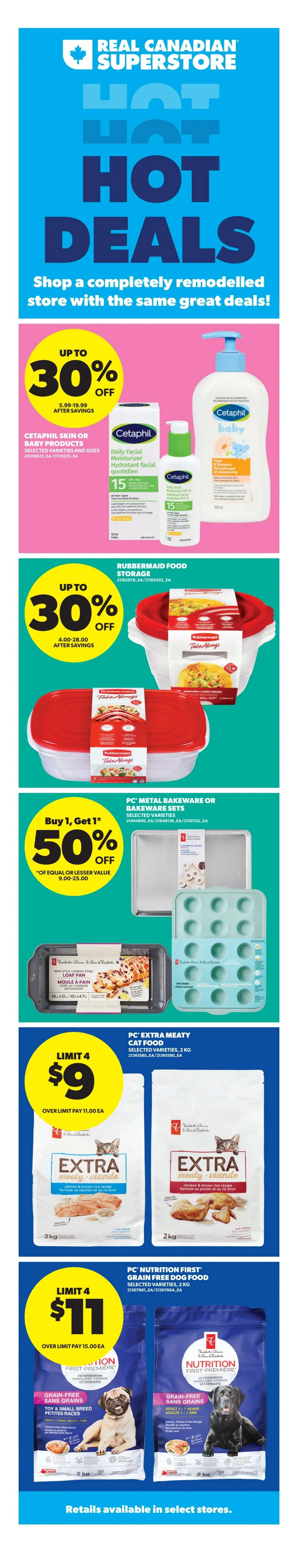 Real Canadian Superstore flyer page 2 features 'Moredays Moredays Moredays' specials with 'Get more points' offers. App exclusive offer: Farmer's Market Cookies for $8.50, get 2,000 PC Optimum points and $2 back in points. App exclusive offer: Take and Bake Pizza for $12, get 3,000 PC Optimum points and $3 back in points. App exclusive offer: Pillsbury Toaster Strudel, Pizza Pops, or Pizza Bites for every $10 spent, get 5,000 PC Optimum points and $5 back in points. Nature Valley Granola, Protein, or Lunch Box Bars or Biscuits (130-525g or club size 728-980g) are also featured. App exclusive offer: Gatorade Sports Drink (24x591ml pack bottles) for $21.49, get 1,000 PC Optimum points and $1 back in points. All featured products are prepared in Canada.